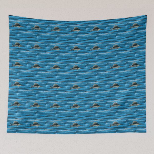 Item preview, Pattern - Blue Waves Mosaic with Sailfish designed and sold by ZepoPublishing.