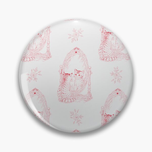 Item preview, Red Cat Mirror Toile | Vintage Kitten Reflection Pattern designed and sold by Pharmkitty.