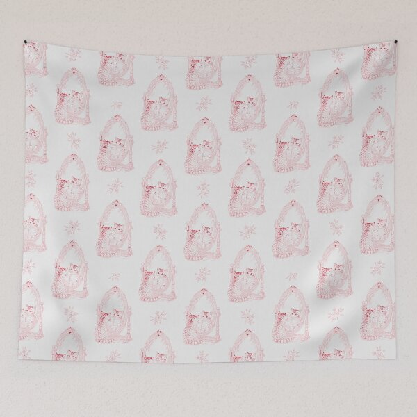 Item preview, Red Cat Mirror Toile | Vintage Kitten Reflection Pattern designed and sold by Pharmkitty.