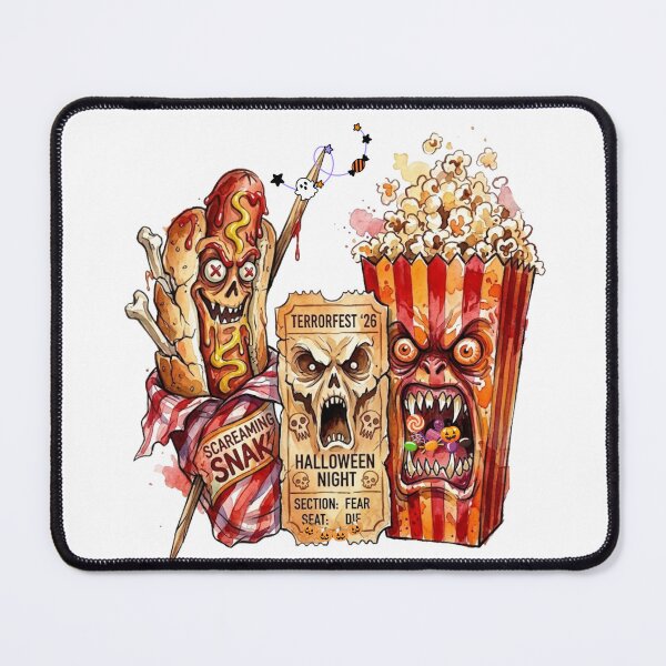 Item preview, Spooky Halloween Movie Night Monster Popcorn and Zombie Hot Dog Watercolor Illustration designed and sold by VibranPalette.