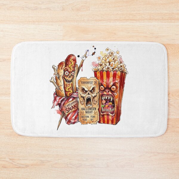 Item preview, Spooky Halloween Movie Night Monster Popcorn and Zombie Hot Dog Watercolor Illustration designed and sold by VibranPalette.