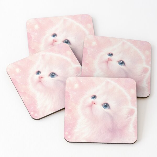 Item preview, Pure Soul Kitten - Pastel Pearl Pink Looking Up Watercolor Art designed and sold by Fluffy Cherish World.