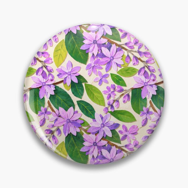 Item preview, Purple Floral Paper Collage Seamless Pattern, Violet Blossoms and Green Leaves Botanical Repeat, Cottagecore Garden Flower Design designed and sold by SWSandraWechner.