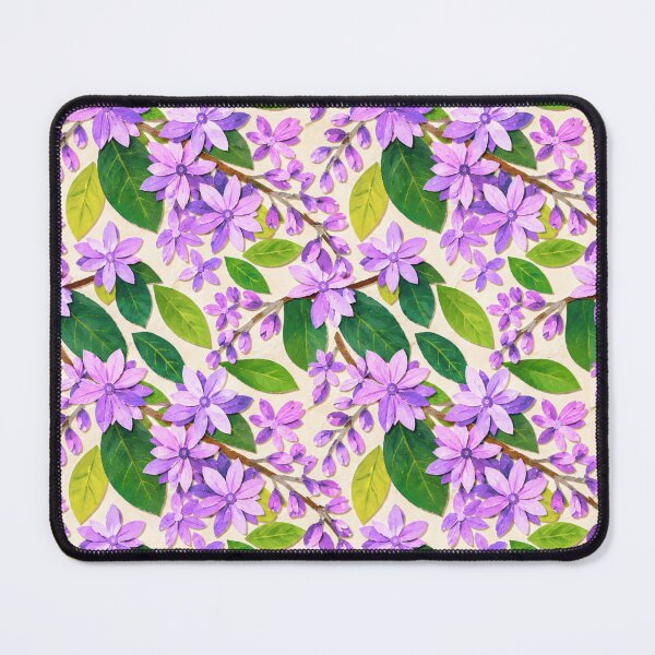 Item preview, Purple Floral Paper Collage Seamless Pattern, Violet Blossoms and Green Leaves Botanical Repeat, Cottagecore Garden Flower Design designed and sold by SWSandraWechner.
