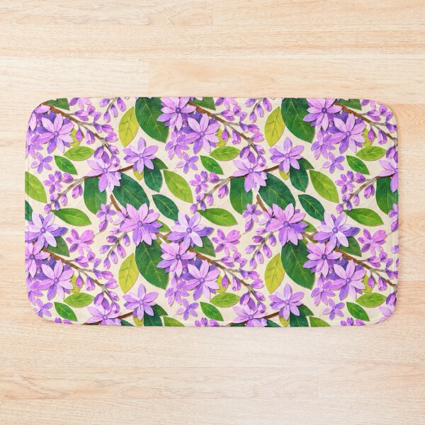 Item preview, Purple Floral Paper Collage Seamless Pattern, Violet Blossoms and Green Leaves Botanical Repeat, Cottagecore Garden Flower Design designed and sold by SWSandraWechner.