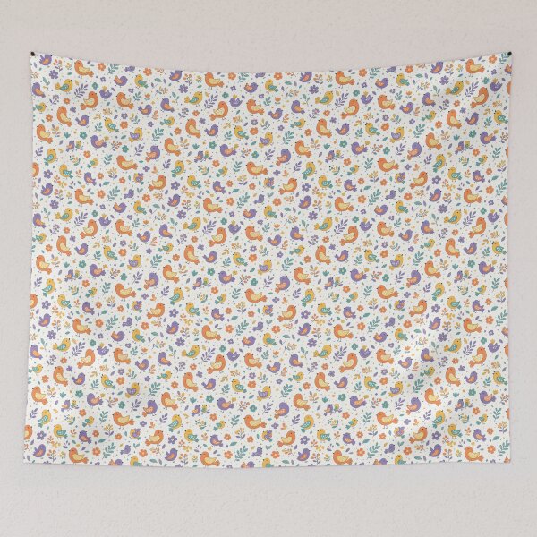 Item preview, Whimsical Bird Floral Pattern — Pastel Nursery Fabric Print designed and sold by Bloomie_Studio .