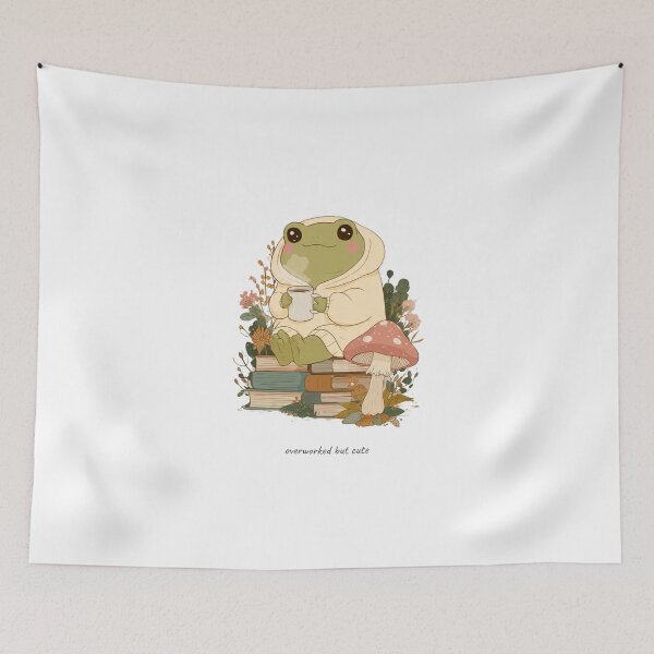 Item preview, Overworked but Cute Frog designed and sold by Cozy Chaos Studio Co.