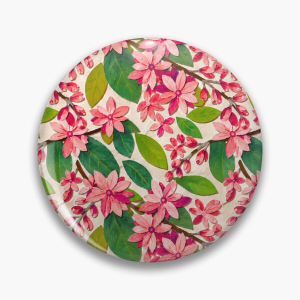Item preview, Red Floral Paper Collage Seamless Pattern, Violet Blossoms and Green Leaves Botanical Repeat, Cottagecore Garden Flower Design designed and sold by SWSandraWechner.