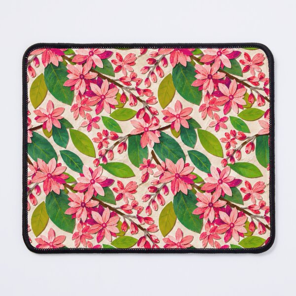 Item preview, Red Floral Paper Collage Seamless Pattern, Violet Blossoms and Green Leaves Botanical Repeat, Cottagecore Garden Flower Design designed and sold by SWSandraWechner.