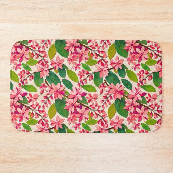Item preview, Red Floral Paper Collage Seamless Pattern, Violet Blossoms and Green Leaves Botanical Repeat, Cottagecore Garden Flower Design designed and sold by SWSandraWechner.