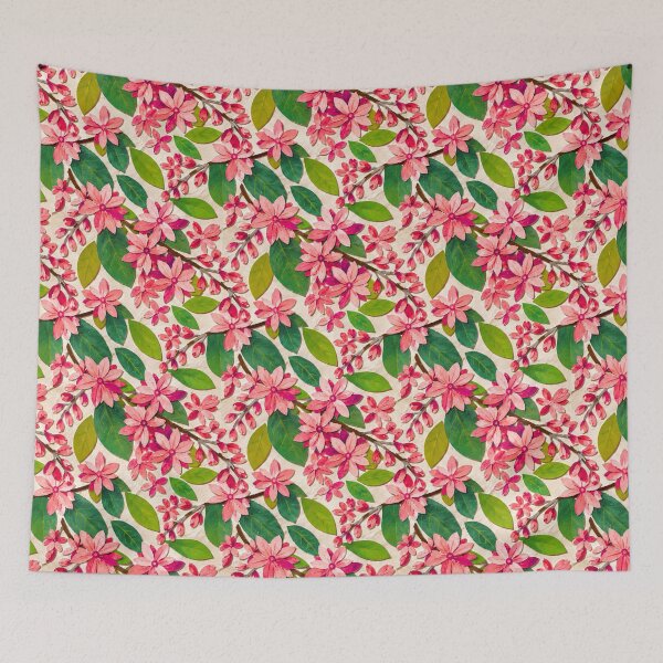 Item preview, Red Floral Paper Collage Seamless Pattern, Violet Blossoms and Green Leaves Botanical Repeat, Cottagecore Garden Flower Design designed and sold by SWSandraWechner.