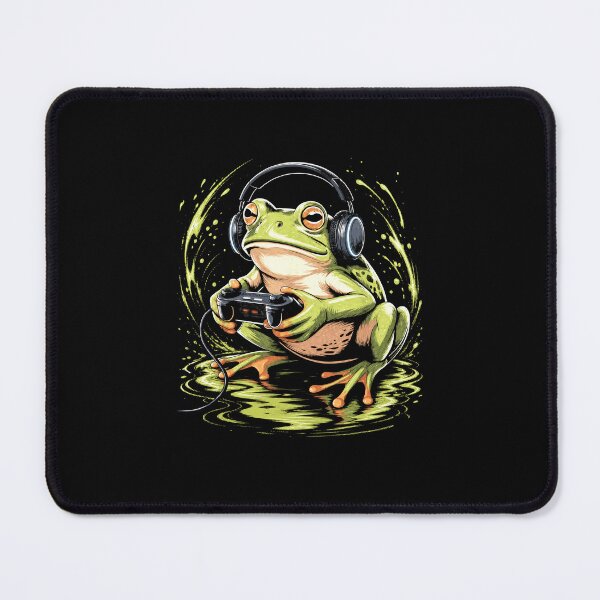 Item preview, Gamer Frog Wearing Headphones Funny Gaming Amphibian Design designed and sold by MiALopezArt.