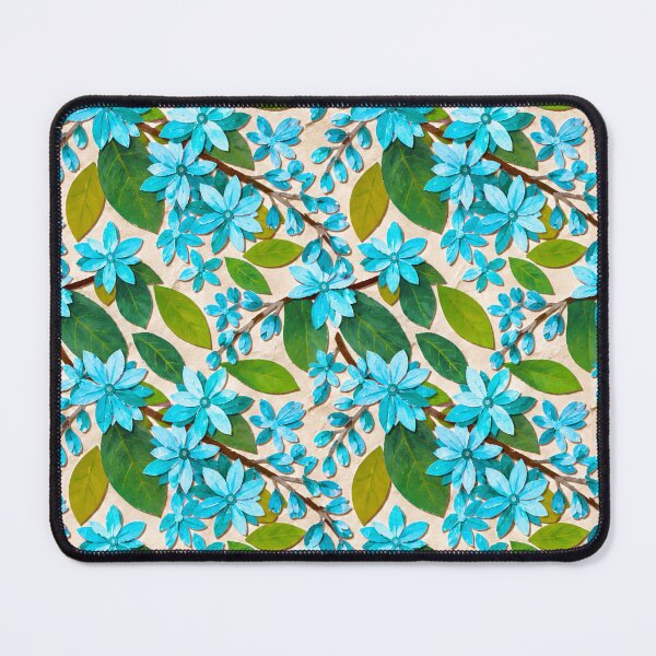 Item preview, Blue Floral Paper Collage Seamless Pattern, Violet Blossoms and Green Leaves Botanical Repeat, Cottagecore Garden Flower Design designed and sold by SWSandraWechner.