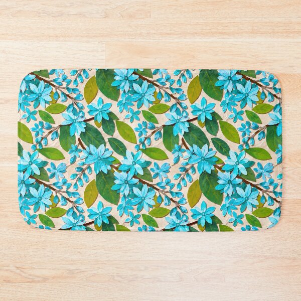 Item preview, Blue Floral Paper Collage Seamless Pattern, Violet Blossoms and Green Leaves Botanical Repeat, Cottagecore Garden Flower Design designed and sold by SWSandraWechner.
