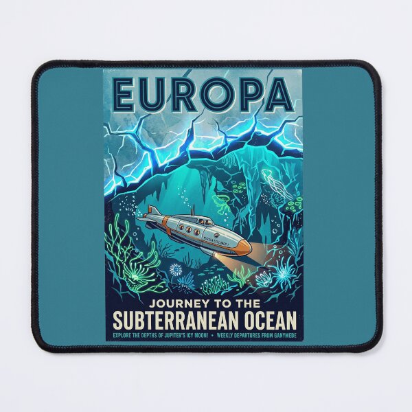 Item preview, Europa Moon Retro NASA Travel Poster Submarine designed and sold by RetroRewind Studio.