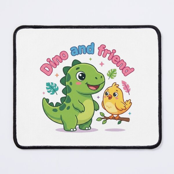 Item preview, Cute Dino and Friend Kawaii Cartoon Sticker | Adorable Dinosaur & Bird Illustration | Kids Pastel Design designed and sold by morning sun.