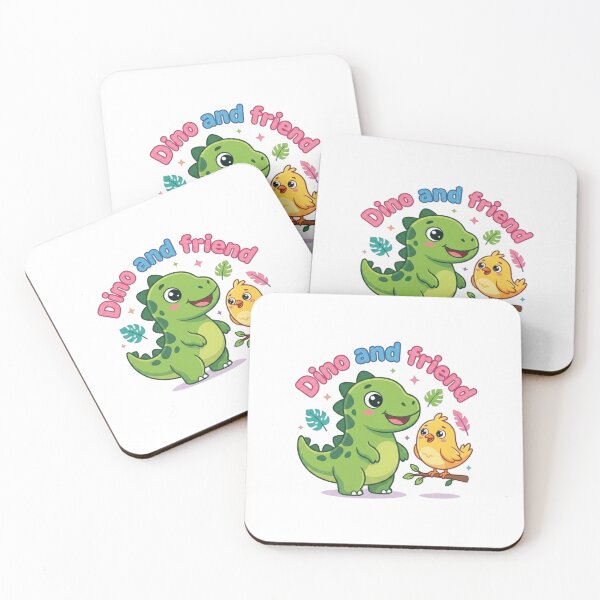 Item preview, Cute Dino and Friend Kawaii Cartoon Sticker | Adorable Dinosaur & Bird Illustration | Kids Pastel Design designed and sold by morning sun.