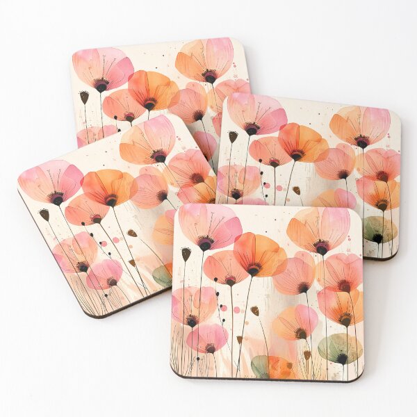 Item preview, Poppy Pastel Pink Flower Garden Contemporary Folk Art designed and sold by DEC02.