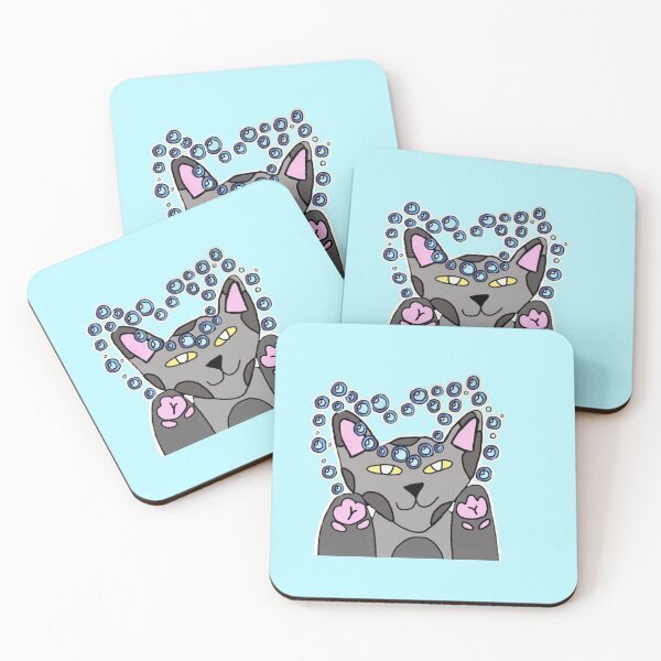 Item preview, Kawaii Gray Bubble Cat ┃Adorable Floating Kitty Art designed and sold by Cherry Prism Designs.