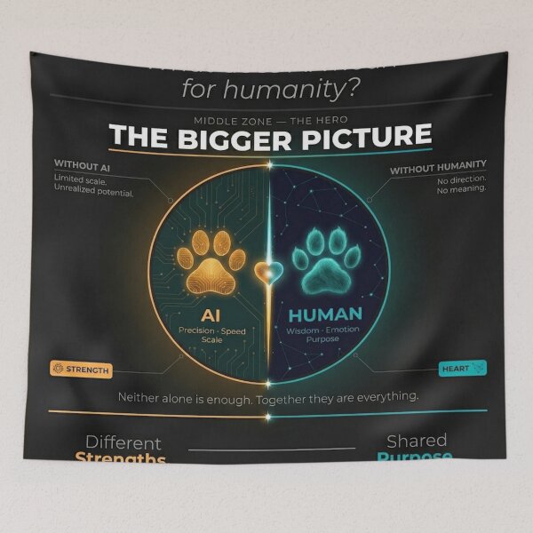 Item preview, The Bigger Picture Human AI Infographic What Does AI Mean For Humanity Tech Office Art Gift designed and sold by NeoTigLuna.