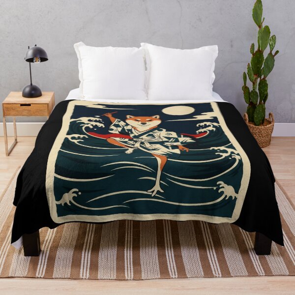 Item preview, Moonlit Fox in Traditional Robe Riding Ocean Waves designed and sold by JordynLadukeg65.