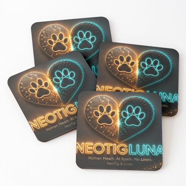 Item preview, NeoTigLuna Logo Human Heart AI Spark Fusion Paw Heart Neon Cybernetics Gift designed and sold by NeoTigLuna.