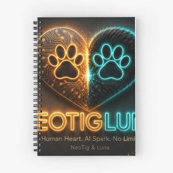 Item preview, NeoTigLuna Logo Human Heart AI Spark Fusion Paw Heart Neon Cybernetics Gift designed and sold by NeoTigLuna.