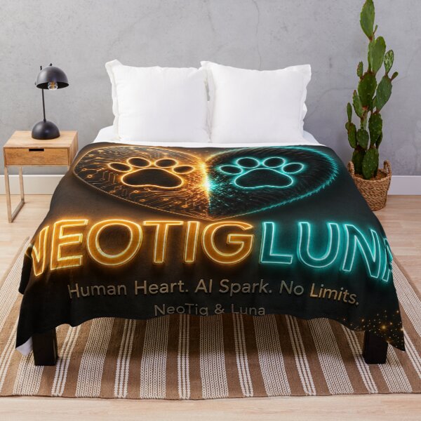 Item preview, NeoTigLuna Logo Human Heart AI Spark Fusion Paw Heart Neon Cybernetics Gift designed and sold by NeoTigLuna.
