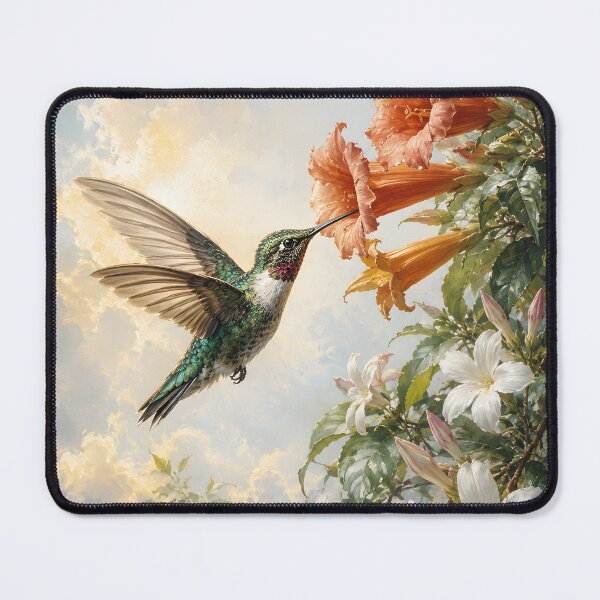 Item preview, Hummingbird and Flowers Wall Art Print | Vintage Botanical Bird Decor | Cottagecore Nature Illustration designed and sold by LoveNurseries.