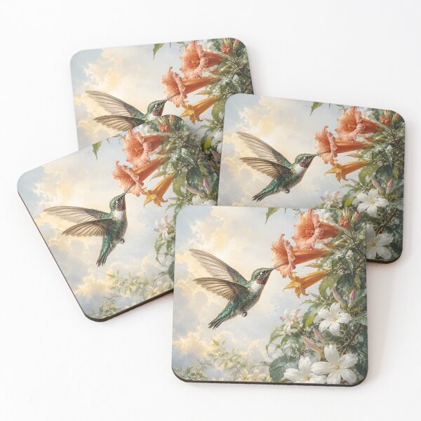 Item preview, Hummingbird and Flowers Wall Art Print | Vintage Botanical Bird Decor | Cottagecore Nature Illustration designed and sold by LoveNurseries.