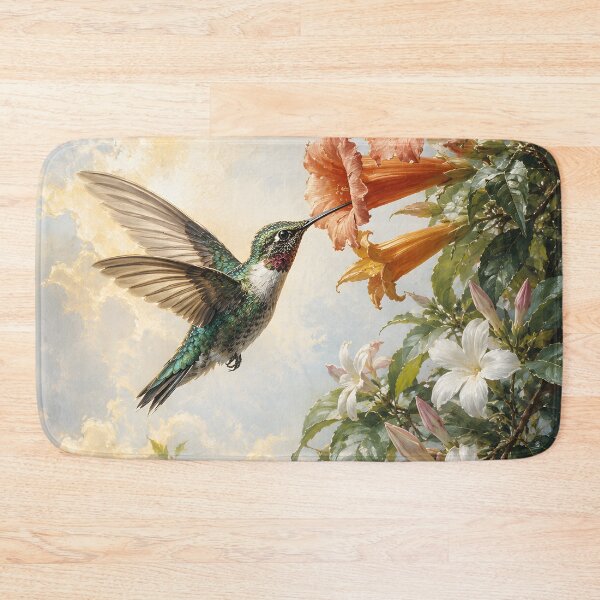 Item preview, Hummingbird and Flowers Wall Art Print | Vintage Botanical Bird Decor | Cottagecore Nature Illustration designed and sold by LoveNurseries.