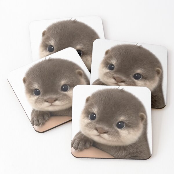 Item preview, Fluffy Baby Otter - Sweet Cuddle Moment Watercolor Art designed and sold by Fluffy Cherish World.