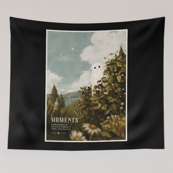 Item preview, Whimsical Ghost Meadow Scene with Vintage Storybook Landscape Mood designed and sold by ferminhays.