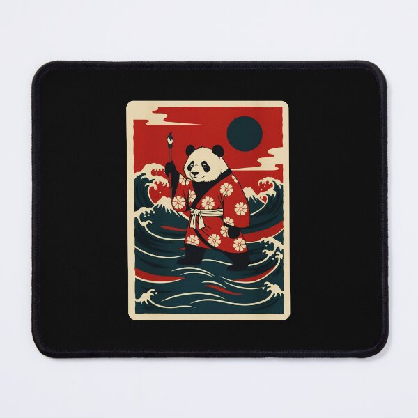 Item preview, Panda in Floral Robe Beneath Moonlit Ocean Waves designed and sold by JordynLadukeg65.