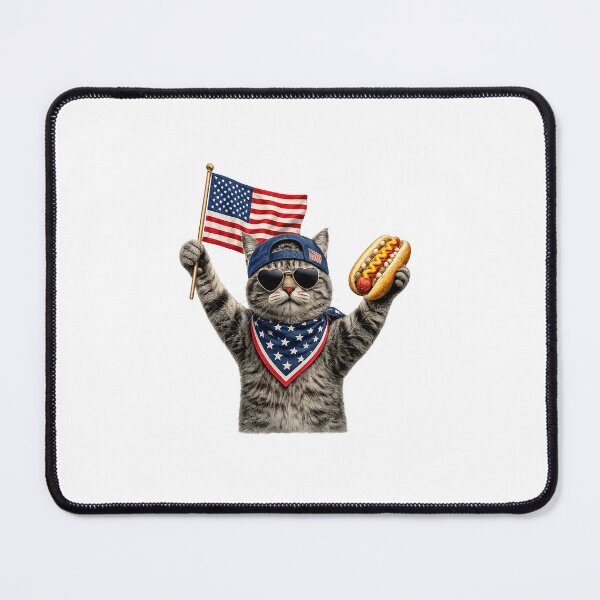 Item preview, Retro America Cat Hot Dog , Funny Patriotic Cat designed and sold by To101ARt.