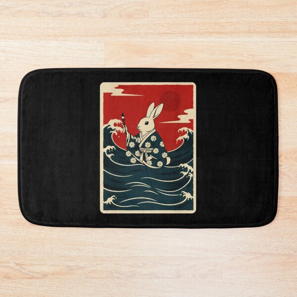 Item preview, Moonlit Rabbit in Floral Kimono Above Rolling Ocean Waves designed and sold by JordynLadukeg65.