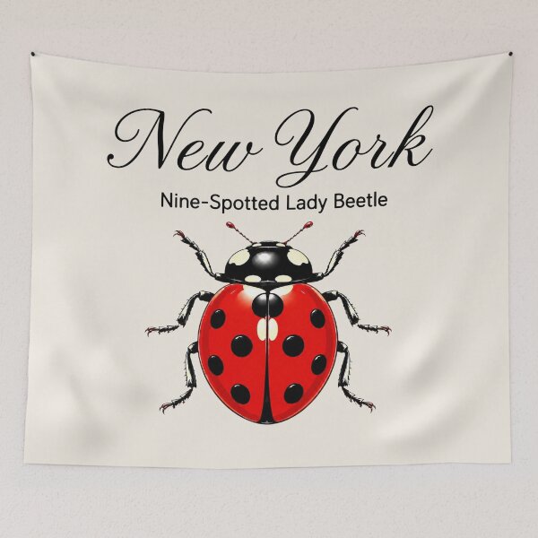 Item preview, New York Nine-Spotted Lady Beetle Retro Poster designed and sold by The-Drip-Studio.