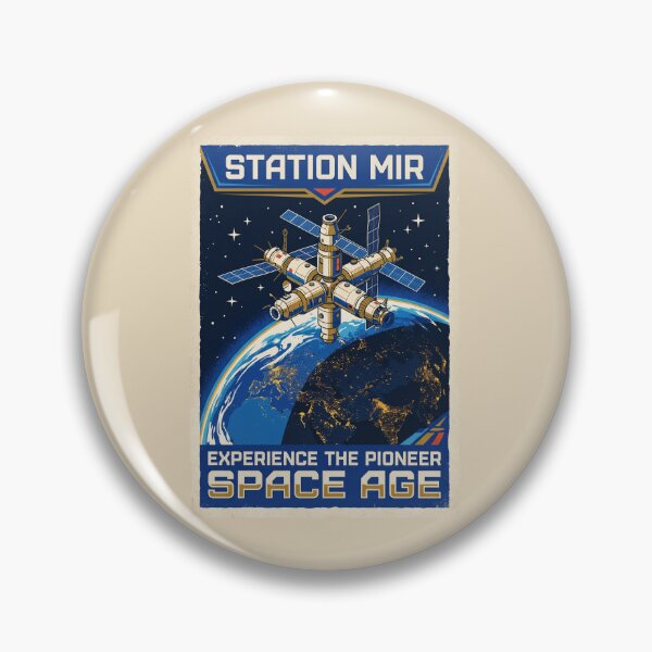 Artikelvorschau, Mir-Raumstation Retro-NASA-Reiseposter Orbit entworfen und verkauft von RetroRewind Studio.