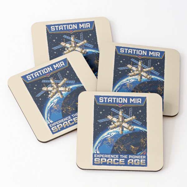 Item preview, Mir Space Station Retro NASA Travel Poster Orbit designed and sold by RetroRewind Studio.