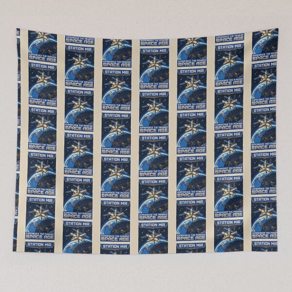 Item preview, Mir Space Station Retro NASA Travel Poster Orbit designed and sold by RetroRewind Studio.