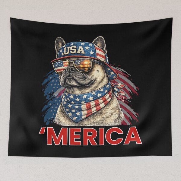 Item preview, French Bulldog America Patriotic Vintage Dog Lover T-Shirt for USA Pet Owners designed and sold by Teetreasure2.
