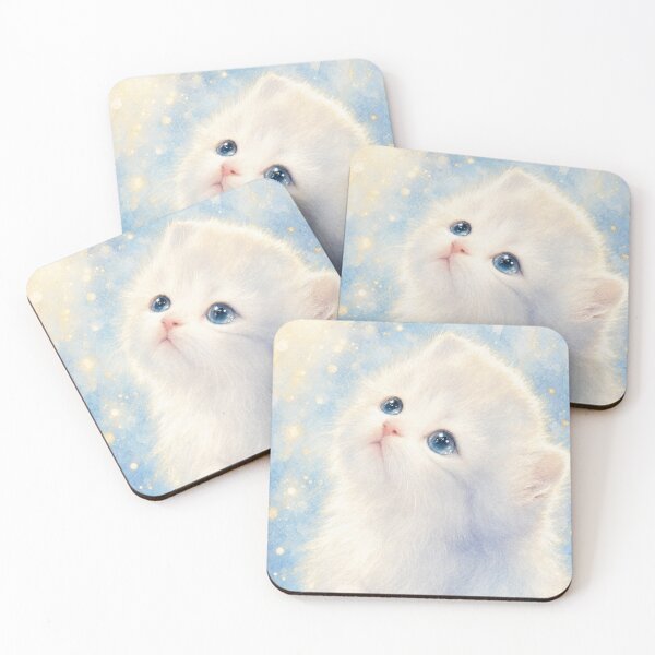 Item preview, Pure Soul Kitten - Golden Powdery Blue Looking Up Watercolor Art designed and sold by Fluffy Cherish World.
