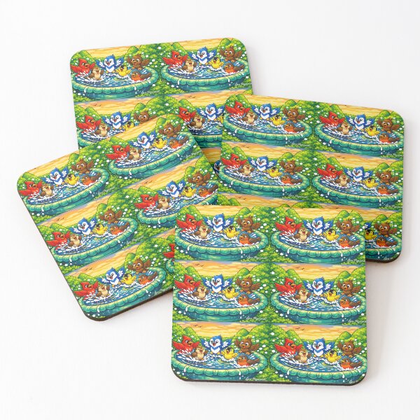 Item preview, Birdbath Splash Party – Colorful Cartoon Birds designed and sold by The Art Queen Of Michigan .