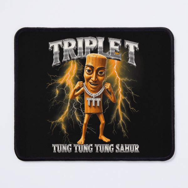 Item preview, Triplet T Tung Tung Tung Sahur Metallic Character With Yellow Lightning Aesthetic designed and sold by LoriaTaven.