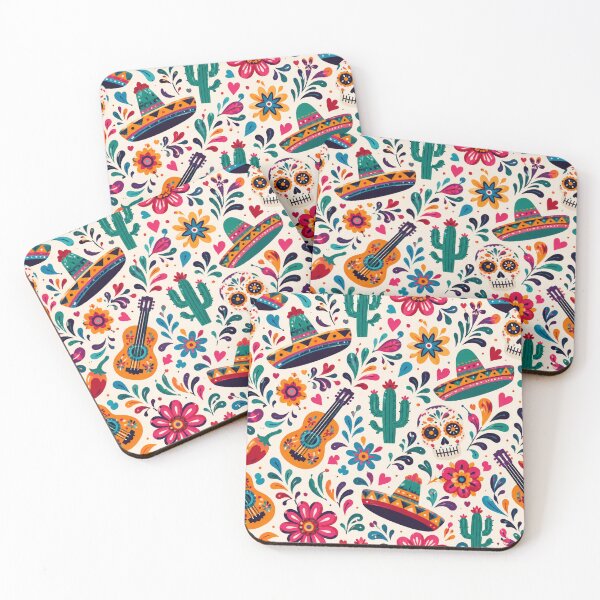 Item preview, Vibrant Mexican Seamless Pattern with Sombreros, Sugar Skulls, Cacti and Floral Folk Art designed and sold by optimusprime39.