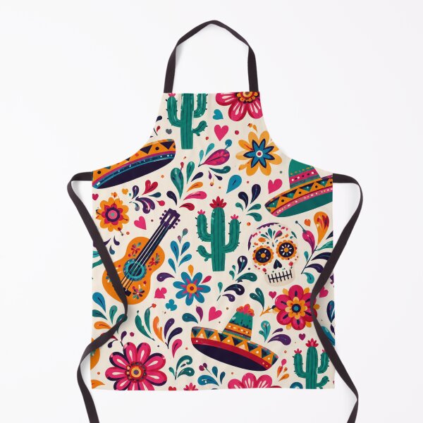 Item preview, Vibrant Mexican Seamless Pattern with Sombreros, Sugar Skulls, Cacti and Floral Folk Art designed and sold by optimusprime39.