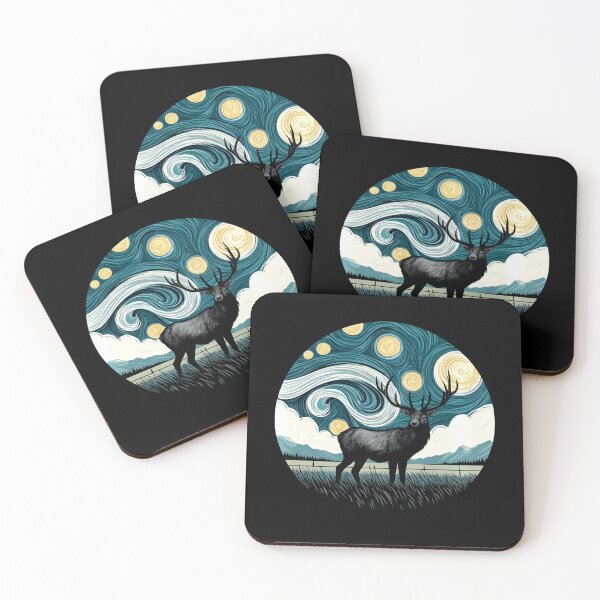 Item preview, Moose Hunter Hunting - Van Gogh Starry Night Style  designed and sold by Littermin.