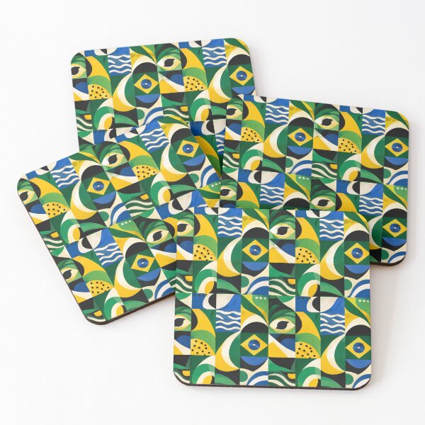 Item preview, Abstract Brazilian Geometric Seamless Pattern in Green, Yellow and Blue designed and sold by optimusprime39.