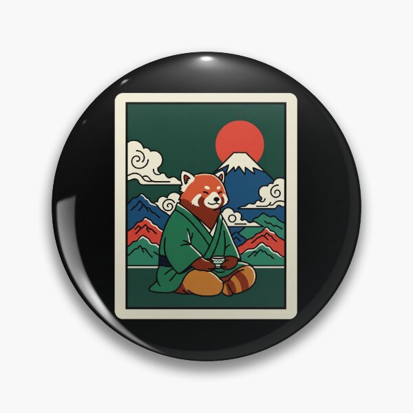 Item preview, Meditating Red Panda Beneath Mountain Sunrise Japanese Inspired designed and sold by JordynLadukeg65.