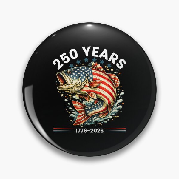 Item preview, Patriotic Bass Fishing 250 Years USA Flag Vintage Angler T-Shirt for American Fishermen designed and sold by Teetreasure2.